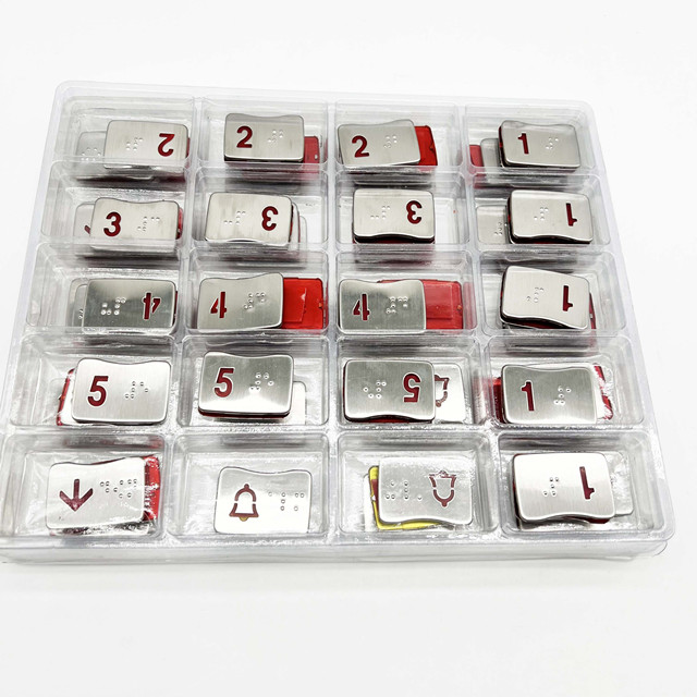 SOK Elevator Push Button stainless steel plate with braille tact switches 24V 4 pins